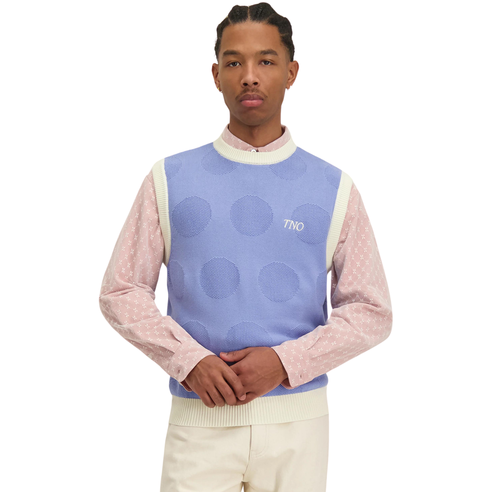 The New Originals Gilet Dots Knit Spencer Blu Heron Uomo Super Vintage