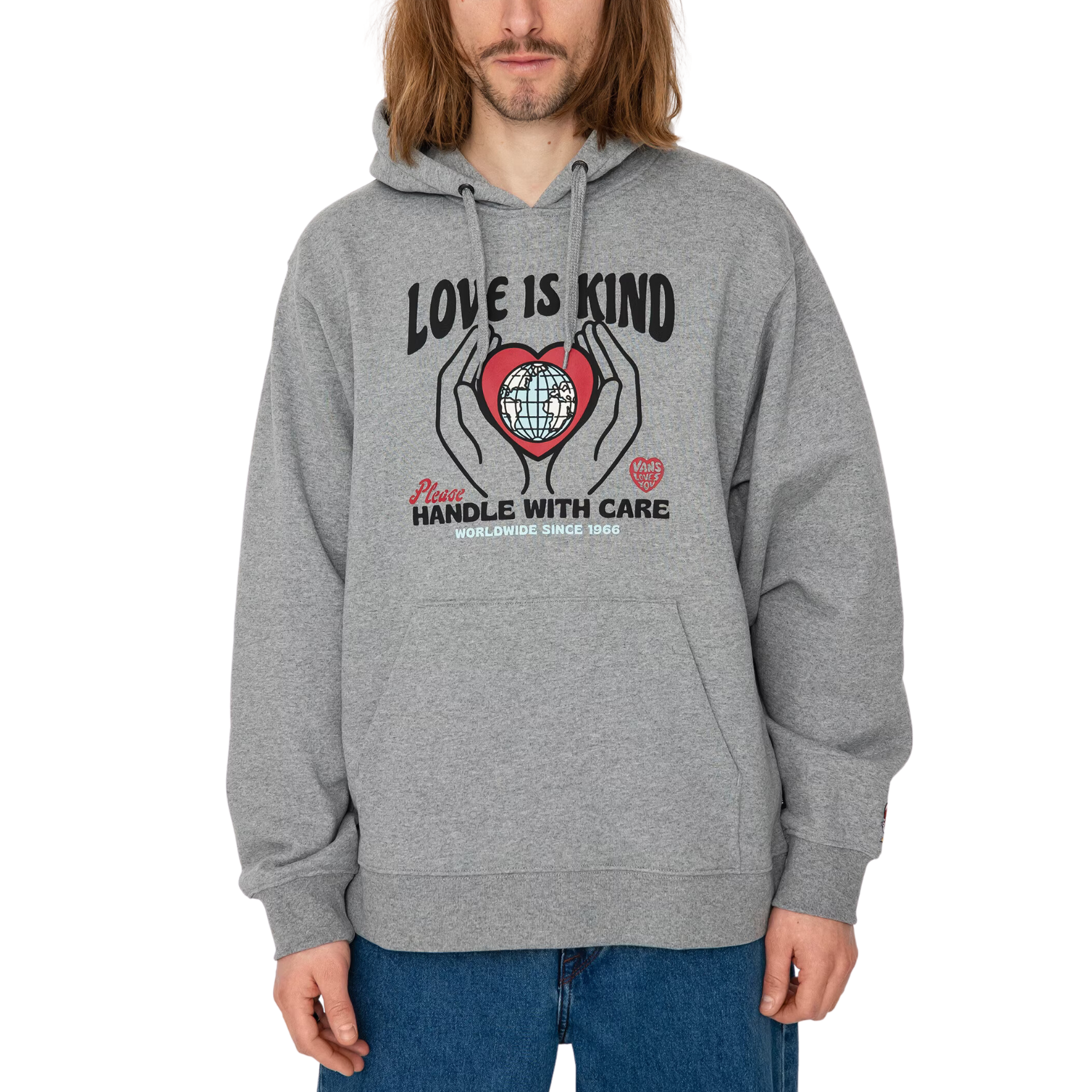 Vans Felpa Con Cappuccio Handle With Care Po Love Grigio Sintetico