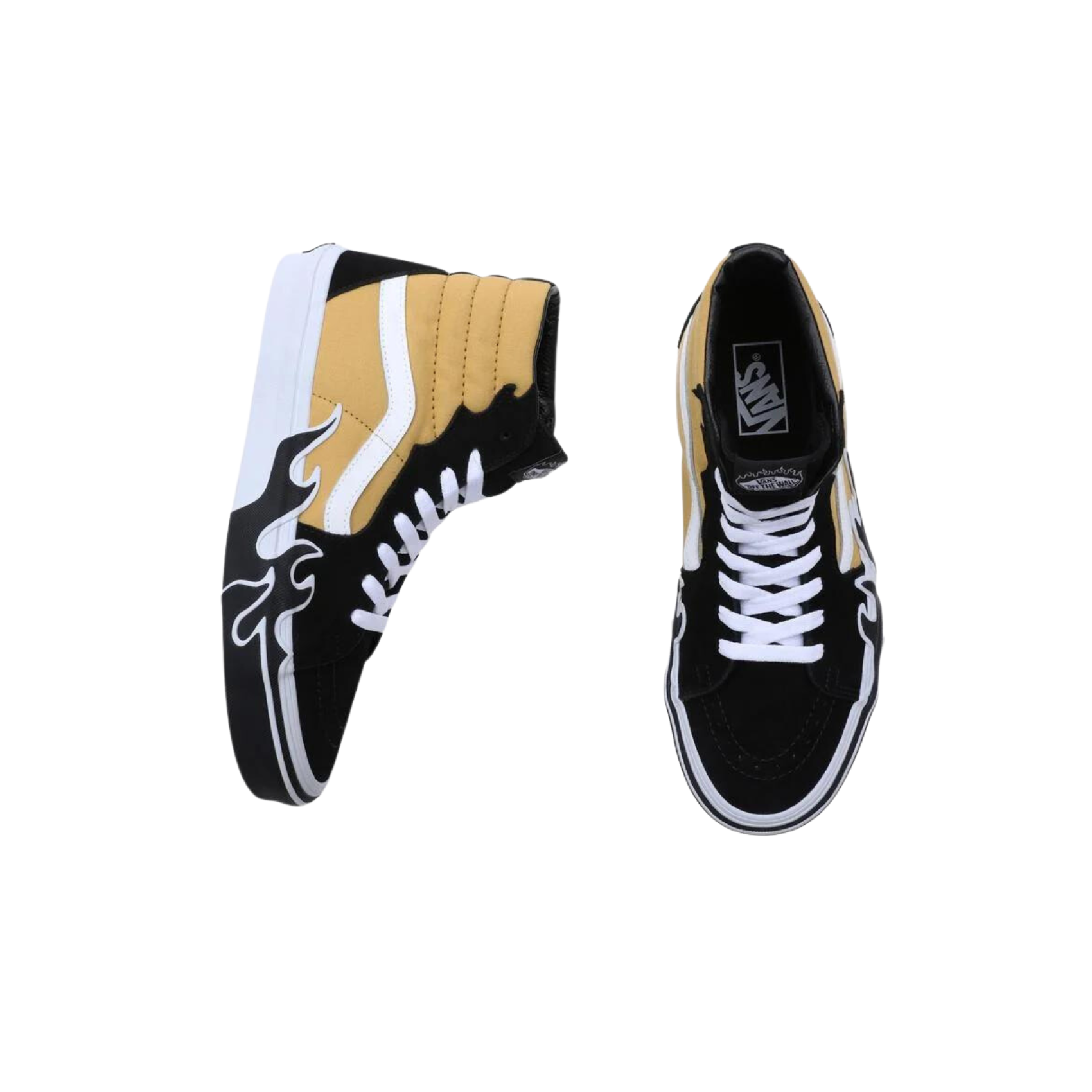 Black and yellow high top vans shop