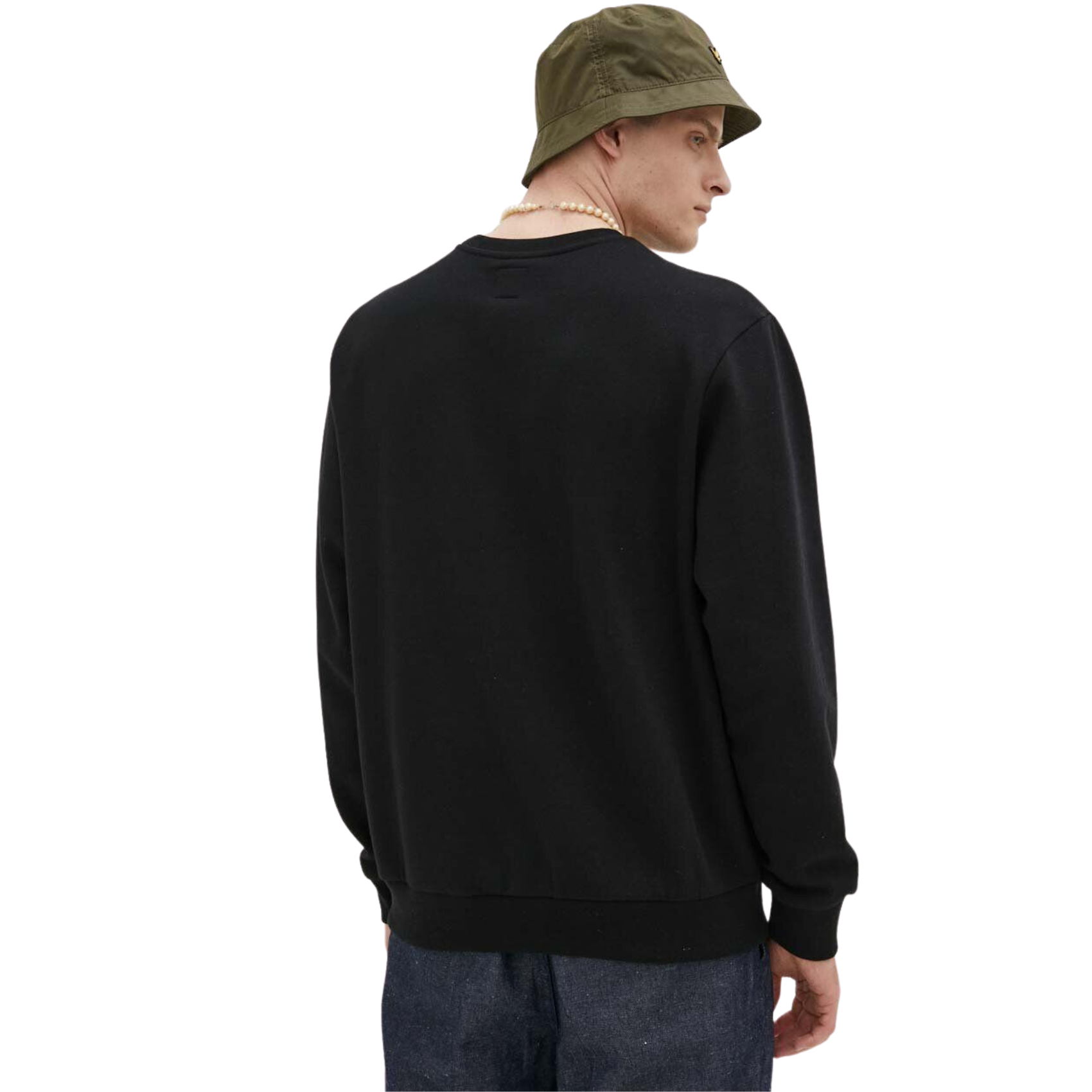 Boxed Checker Relax Fit Crew - Black