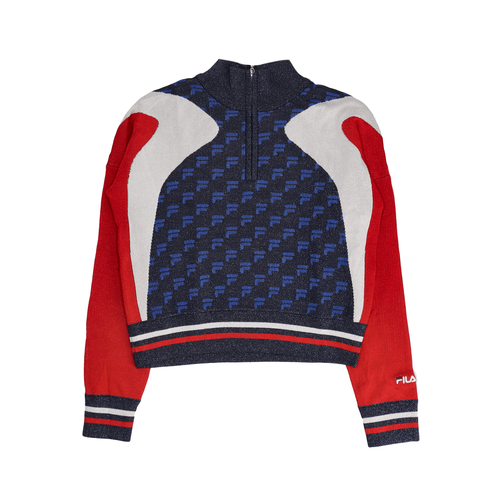 Frowe Knitted Half Zip Sweat - Black/True red/Bright White.