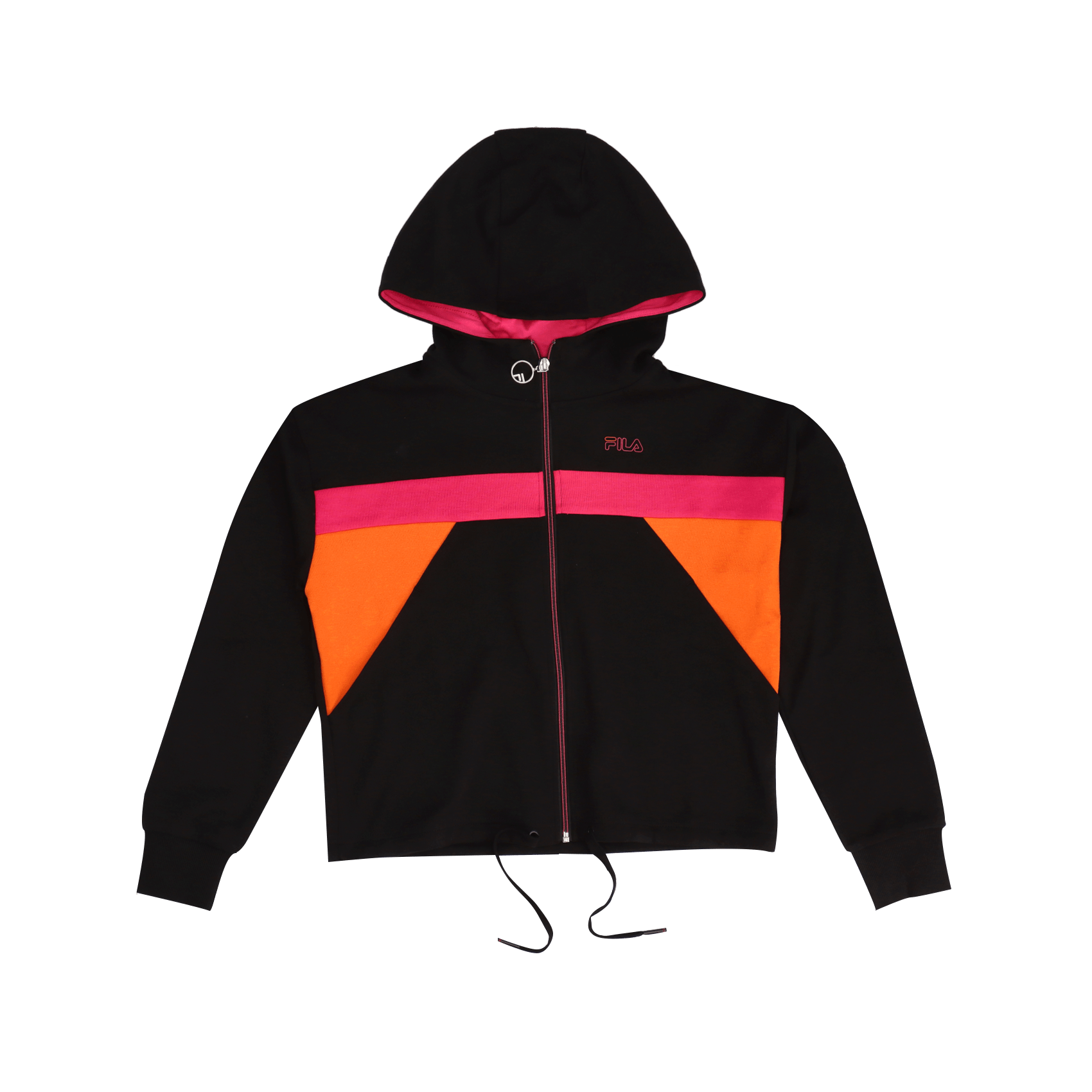 Panju Cropped Hooded Jacket - Black/Orange/Beetroot Purple.