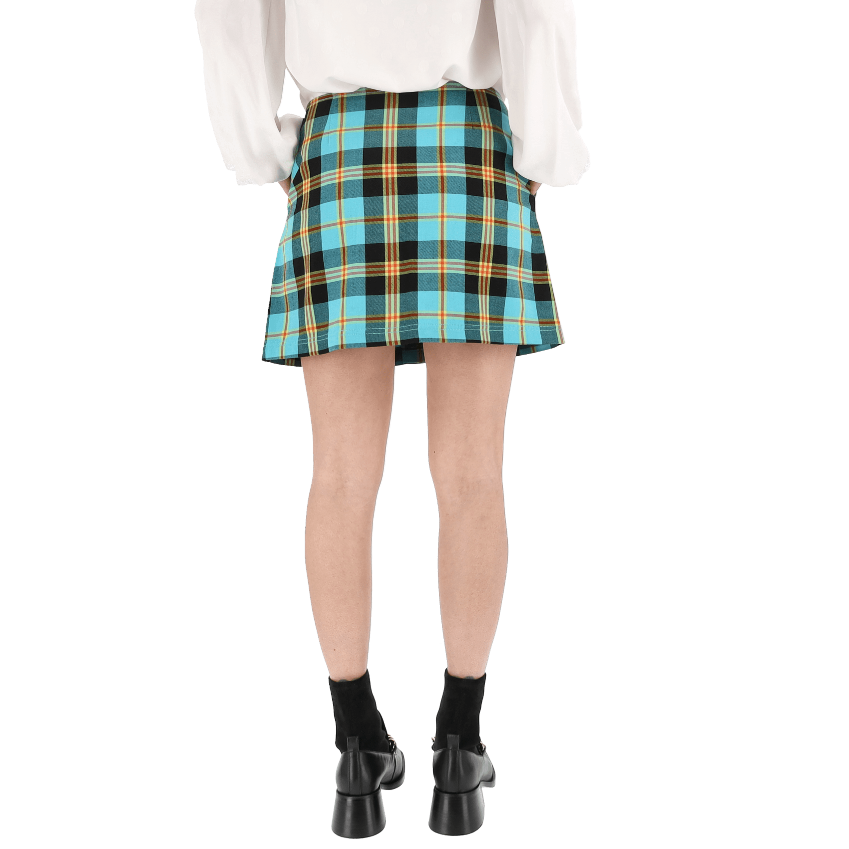 Joanie Plaid Skirt - Aqua Multi.