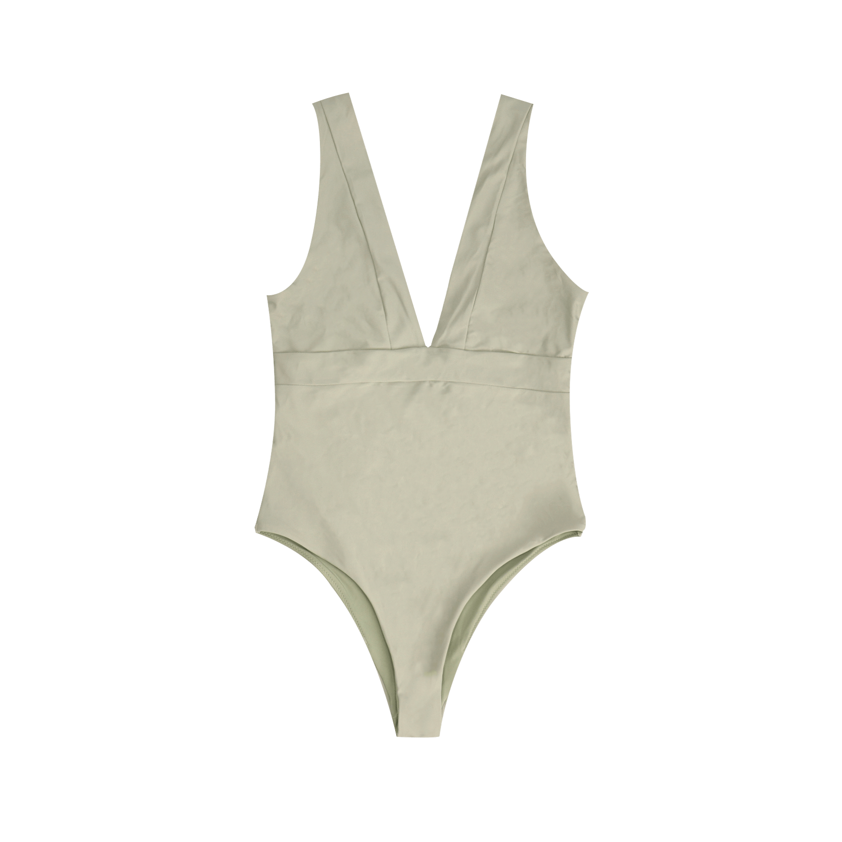 Wide Shoulder Strap Swimsuit - Dusty Green.